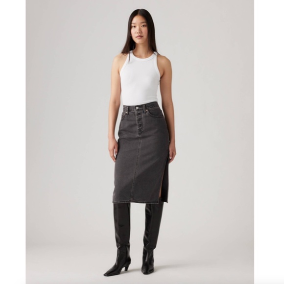NWT Levi's Side Slit Midi Skirt - Size 24 - Picture 1 of 5